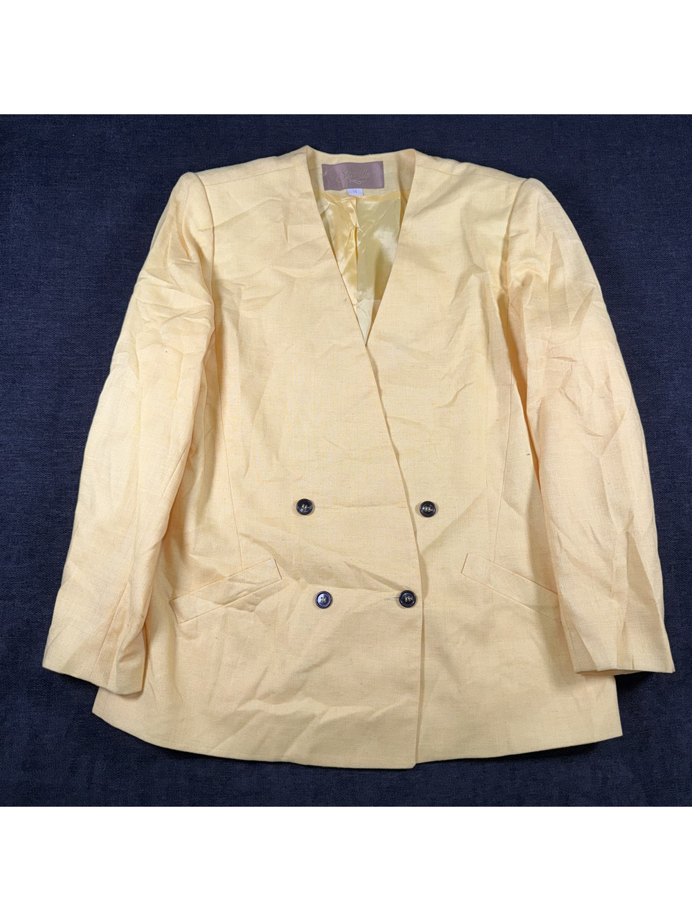 Saville Women's Yellow Double-Breasted Blazer Size 14